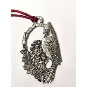 Vintage 1997 Seagull Pewter Cardinal Pinecone Christmas Ornament Canada Bird